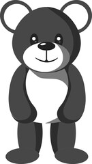 Cute Teddy Bear Character In Black And White Color.