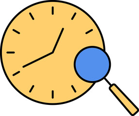 Search Time Icon In Blue And Yellow Color.
