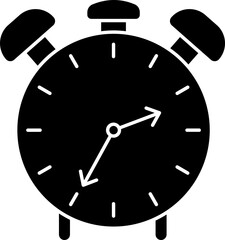 Alarm Clock Icon In B&W Color.