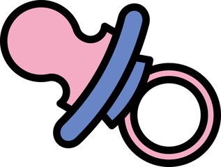 Pacifier Icon In Blue And Pink Color.