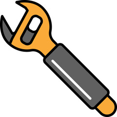 Adjustable Wrench Grey And Orange Icon.