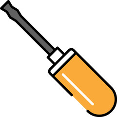 Flat Style Screwdriver Grey And Orange Icon.