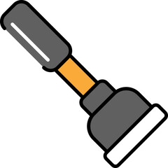 Flat Style Plunger Grey And Orange Icon.