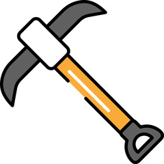 Flat Style Pickaxe Grey And Orange Icon.