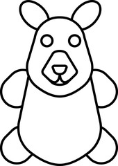 Cartoon Bear Toy Icon In Black Outline.