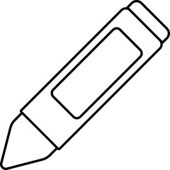 Crayon Icon In Black Line Art.
