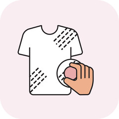Flat Style Hand Making Lines Print Stamp On T-shirt Stroke Icon.
