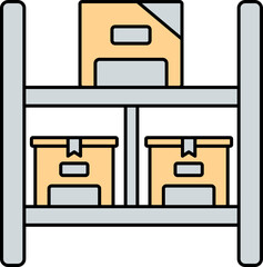 Parcel Rack Icon In Yellow And Gray Color.