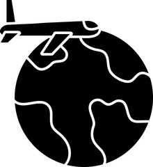 International Flight Icon In B&W Color.