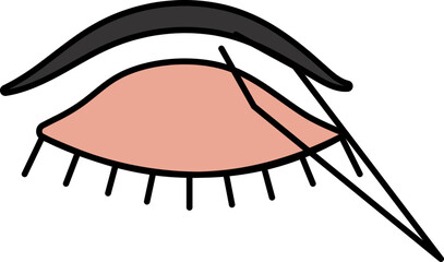 Closed Eyes With Tweezers Icon In Red And Gray Color.