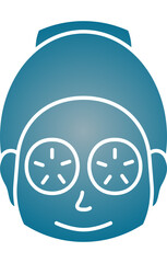 Female Facial Mask With Cucumber Icon In Blue Color.