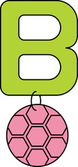 Obraz premium Letter B For Ball Icon In Pink And Green Color.