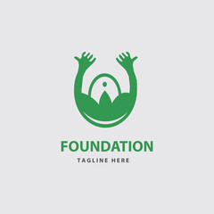 Fototapeta na wymiar Modern charity and foundation logo with people hand icon concept vector. 