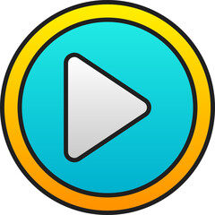 Play Button Gradient Yellow And Blue Icon.