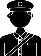 Faceless Postman Icon In B&W Color.
