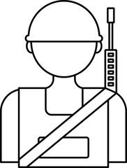 Faceless Soldier Icon In Black Line Art.