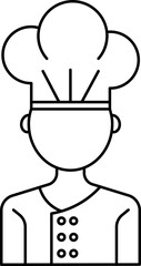 Faceless Chef Icon In Black Outline.