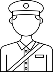 Faceless Postman Icon In Black Outline.