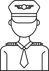 Faceless Pilot Icon In Black Outline.