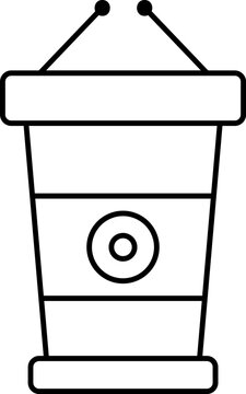 recommend clip art: Tribune With Microphone Icon In Black Line Art.