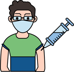 Avatar Vaccination Icon In Blue And Green Color.