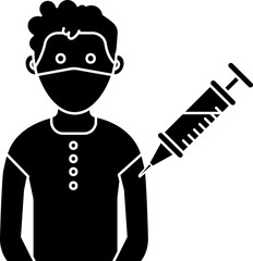 Avatar Vaccination Icon In Glyph Style.