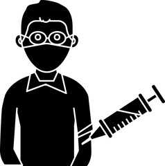 B&W Color Avatar Vaccination Icon.