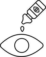 Applying Eye Drops Icon In Black Line Art.