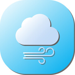 Paper Wind Cloud Square Icon In Blue And White Color.
