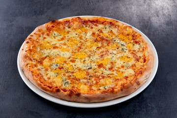 fresh pizza on the white plate