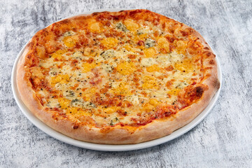 fresh pizza on the white plate