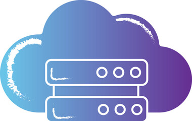 Cloud Server Icon In Gradient Blue And Purple Color.