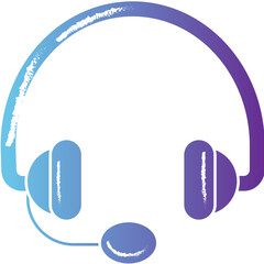 Doodle Style Headphone Icon In Gradient Blue And Purple Color.