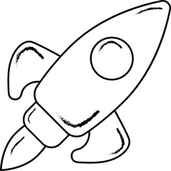 Hand Drawn Rocket Icon.