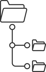 Connected Folder Icon In Black Line Art.