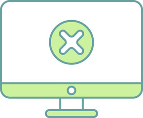  Green And White Color Cross Symbol In Screen Icon.
