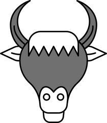 Bull Head Or Taurus Icon Or Symbol In Gray And White Color.