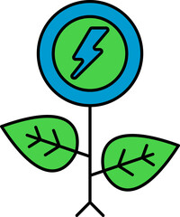 Energy Plant Green And Blue Icon in Flat Style. 