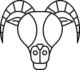 Aries Zodiac Icon In Thin Line Art.