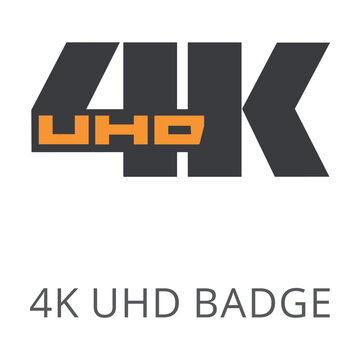 4K UHD badge isolated on white. Colored flat vector icon of 4K image resolution ultra high definition emblem. Signs and symbols concept