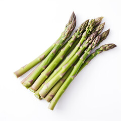 bunch of fresh asparagus on white background