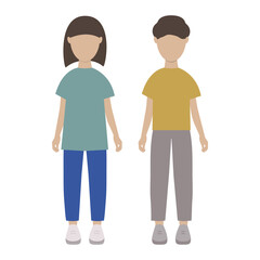 Fototapeta premium Graphic vector illustration of children, boy and girl on a white background.