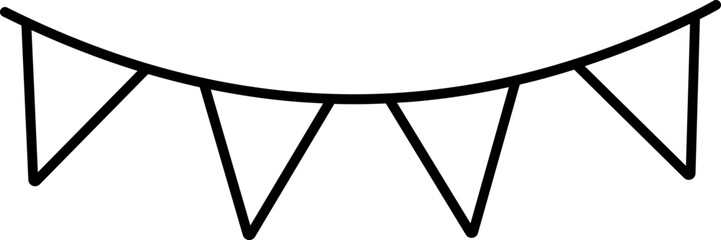 Isolated Bunting Flag Hang Icon In Thin Line.
