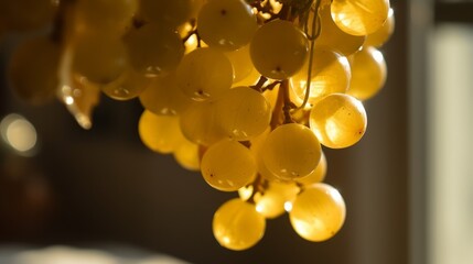 fresh yellow bunch of grapes close up photo