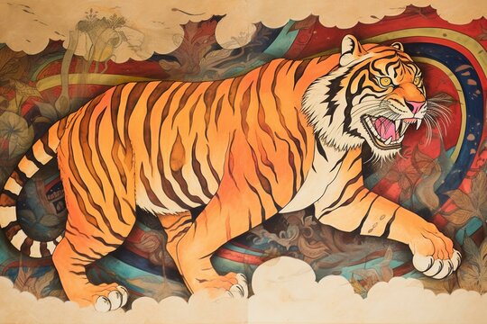 Artwork depicting a tiger character. Generative AI
