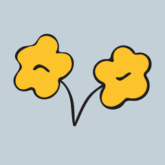 Graphic vector illustration of a yellow flowers on a blue background.