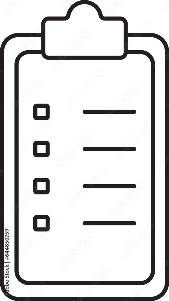 Sticker option clipboard icon in black outline.