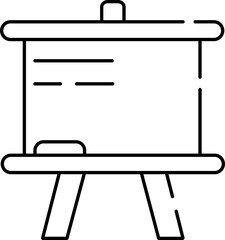 Blank Board With Duster On Tripod Icon In Black Outline.