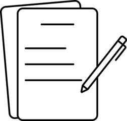 Naklejka premium Black Linear Style Pen And Page Icon.