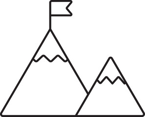 Black Linear Style Flag In Hill Icon.